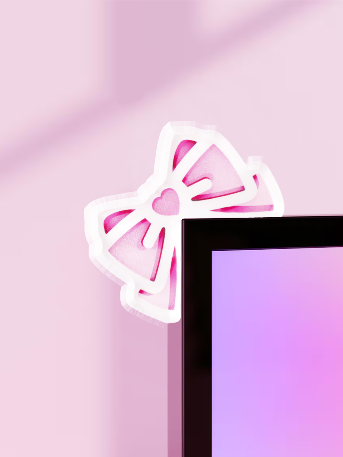 Kawaii Bow Monitor Decor Pink  - đánh giá và giá Gaming Accessories Pc Setup